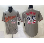 Men's Baltimore Orioles #25 Pete Alonso Gray USA 250 Fourth of July Home Stitched Baseball Jersey
