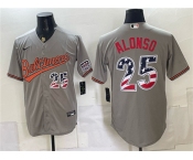 Men's Baltimore Orioles #25 Pete Alonso Gray USA 250 Fourth of July Home Stitched Baseball Jersey