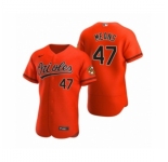 Men's Baltimore Orioles #47 John Means Nike Orange Authentic 2020 Alternate Jersey