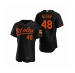 Men's Baltimore Orioles #48 Richard Bleier Nike Black Authentic 2020 Alternate Jersey