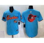 Mens Baltimore Orioles Team Big Logo Blue With Patch Vapor Premier Limited Stitched Baseball Jersey
