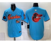 Men's Baltimore Orioles Team Big Logo Blue With Patch Vapor Premier Limited Stitched Baseball Jersey