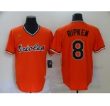 Nike Men's Mitchell and Ness Baltimore Orioles #8 Cal Ripken Authentic Orange Throwback Baseball Jersey