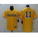Men's Boston Red Sox #11 Rafael Devers Nike Gold 2021 City Connect Flex Base Authentic Collection Jersey