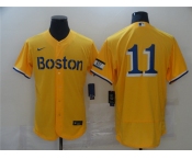 Men's Boston Red Sox #11 Rafael Devers Nike Gold 2021 City Connect Flex Base Authentic Collection Jersey