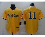 Men's Boston Red Sox #11 Rafael Devers Nike Gold 2021 City Connect Jersey