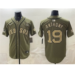 Men's Boston Red Sox #19 Roman Anthony Olive Armed Forces Day Cool Base Stitched Baseball Jersey