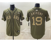 Men's Boston Red Sox #19 Roman Anthony Olive Armed Forces Day Cool Base Stitched Baseball Jersey