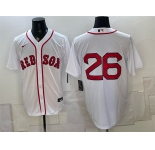 Men's Boston Red Sox #26 Wade Boggs White No Name Cool Base Stitched Baseball Jersey