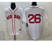 Men's Boston Red Sox #26 Wade Boggs White No Name Cool Base Stitched Baseball Jersey