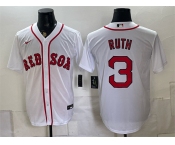 Men's Boston Red Sox #3 Babe Ruth White Cool Base Stitched Baseball Jersey