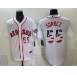 Men's Boston Red Sox #55 Ranger Suarez White 2026 USA 250 Fourth of July Home Stitched Baseball Jersey