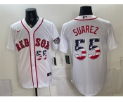 Men's Boston Red Sox #55 Ranger Suarez White 2026 USA 250 Fourth of July Home Stitched Baseball Jersey