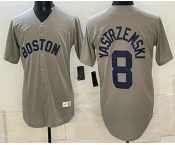 Men's Boston Red Sox #8 Carl Yastrzemski Grey Cooperstown Collection Limited Stitched Jersey