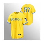Men's Nike Boston Red Sox #57 Eduardo Rodriguez Gold 2021 City Connect Stitched Baseball