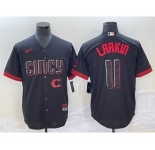 Men's Cincinnati Reds #11 Barry Larkin Black 2023 City Connect Cool Base Stitched Jersey