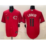 Men's Cincinnati Reds #11 Barry Larkin Red 2026 City Connect Stadium Stitched Baseball Jersey
