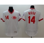 Men's Cincinnati Reds #14 Pete Rose White Flexbase Authentic Collection Cooperstown Baseball Jersey