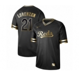 Men's Cincinnati Reds #21 Michael Lorenzen Authentic Black Gold Fashion Baseball Jersey
