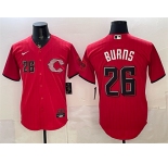 Men's Cincinnati Reds #26 Chase Burns Red 2026 City Connect Stadium Stitched Baseball Jersey