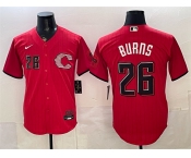 Men's Cincinnati Reds #26 Chase Burns Red 2026 City Connect Stadium Stitched Baseball Jersey