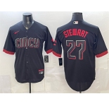 Men's Cincinnati Reds #27 Sal Stewart Black City Connect Cool Base Stitched Baseball Jersey