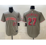 Men's Cincinnati Reds #27 Sal Stewart Grey Road Limited Stitched Baseball Jersey