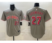Men's Cincinnati Reds #27 Sal Stewart Grey Road Limited Stitched Baseball Jersey