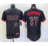 Men's Cincinnati Reds #37 Tyler Stephenson Number Black 2023 City Connect Flex Base Stitched Jersey