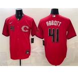 Men's Cincinnati Reds #41 Andrew Abbott Red 2026 City Connect Stadium Stitched Baseball Jersey