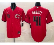 Men's Cincinnati Reds #41 Andrew Abbott Red 2026 City Connect Stadium Stitched Baseball Jersey