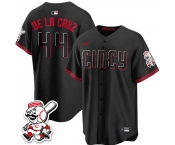 Men's Cincinnati Reds #44 Elly De La Cruz Black City Connect With Patch Limited Stitched Baseball Jersey