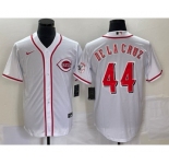 Men's Cincinnati Reds #44 Elly De La Cruz White With Patch Cool Base Stitched Baseball Jersey