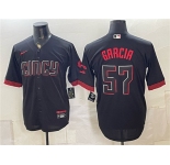 Men's Cincinnati Reds #57 Julian Garcia Black City Connect Cool Base Stitched Baseball Jersey