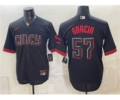 Men's Cincinnati Reds #57 Julian Garcia Black City Connect Cool Base Stitched Baseball Jersey