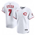 Men's Cincinnati Reds #7 Spencer Steer White 2025 Home Limited Stitched Baseball Jersey