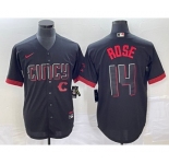 Men's Cincinnati Reds #9 Matt McLain Black 2023 City Connect Cool Base Stitched Jersey 1