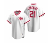 Men's Nike Cincinnati Reds #21 Michael Lorenzen White Cooperstown Collection Home Stitched Baseball Jersey