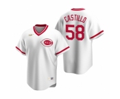 Men's Nike Cincinnati Reds #58 Luis Castillo White Cooperstown Collection Home Stitched Baseball Jersey