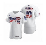 Men's #10 Justin Turner Los Angeles Dodgers White 2020 Stars & Stripes 4th of July Jersey