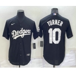 Men's Los Angeles Dodgers #10 Justin Turner Black Turn Back The Clock Stitched Cool Base Jersey