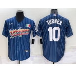Men's Los Angeles Dodgers #10 Justin Turner Rainbow Blue Red Pinstripe Mexico Cool Base Nike Jersey