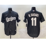 Men's Los Angeles Dodgers #11 Roki Sasaki Black Cool Base Stitched Baseball Jersey