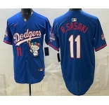 Men's Los Angeles Dodgers #11 Roki Sasaki Blue Hello Kitty 2025 World Series Champions Limited Jersey