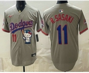 Men's Los Angeles Dodgers #11 Roki Sasaki Grey Hello Kitty 2025 World Series Champions Limited Jersey
