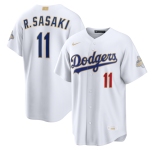 Men's Los Angeles Dodgers #11 Roki Sasaki Nike White 2026 Gold Collection Stadium Jersey