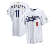 Men's Los Angeles Dodgers #11 Roki Sasaki Nike White 2026 Gold Collection Stadium Jersey