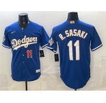 Men's Los Angeles Dodgers #11 Roki Sasaki Royal 2026 Alternate Gold Collection Stadium Stitched Baseball Jersey