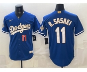 Men's Los Angeles Dodgers #11 Roki Sasaki Royal 2026 Alternate Gold Collection Stadium Stitched Baseball Jersey