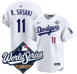 Men's Los Angeles Dodgers #11 Roki Sasaki White 2025 World Series Limited Stitched Baseball Jersey